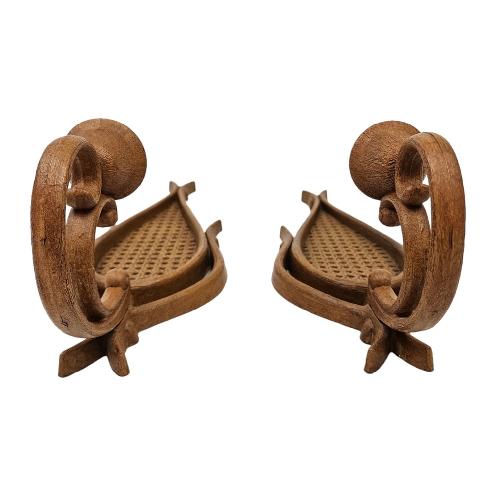 Vintage Homco Rattan Teardrop Candle Sconce Holders w Cups Wall Mount Boho - Picture 6 of 11